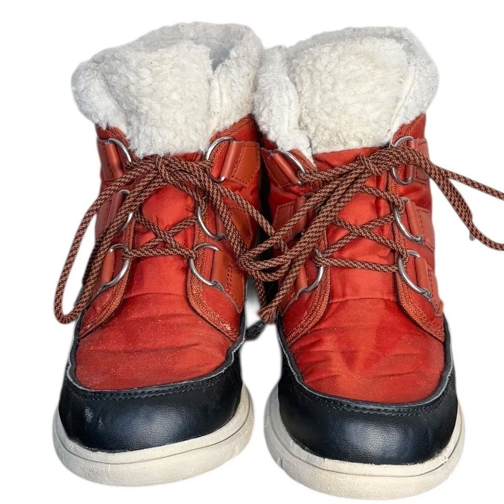 Sorel Explorer Joan Waterproof Winter Boots Red‎ Black NL3040-808 Womens Size 7